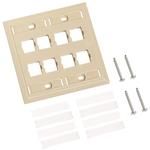L TYPE FLUSH MOUNTED DOUBLE GANG FACEPLATE, EIGHT PORT IVORY