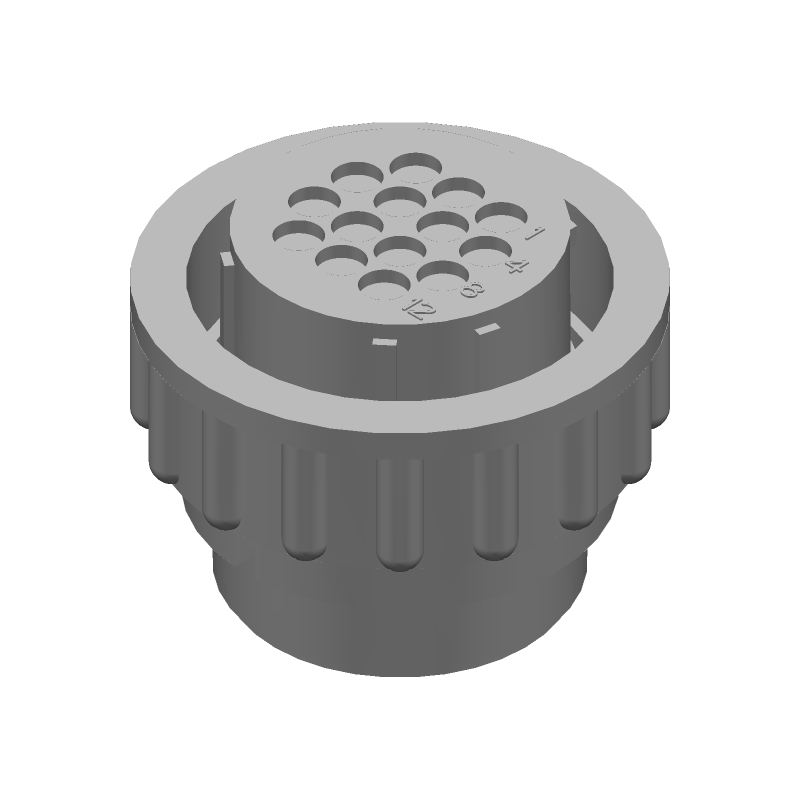 14 Pos Circular Crimp Plug, Size 17, Thermoplastic, Straight