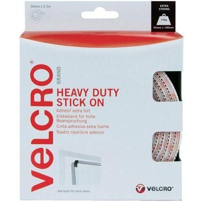 Velcro tape stick-on Hook and loop pad, Heavy duty (L x W) 2500 mm x 50 mm White Velcro 2.5 m