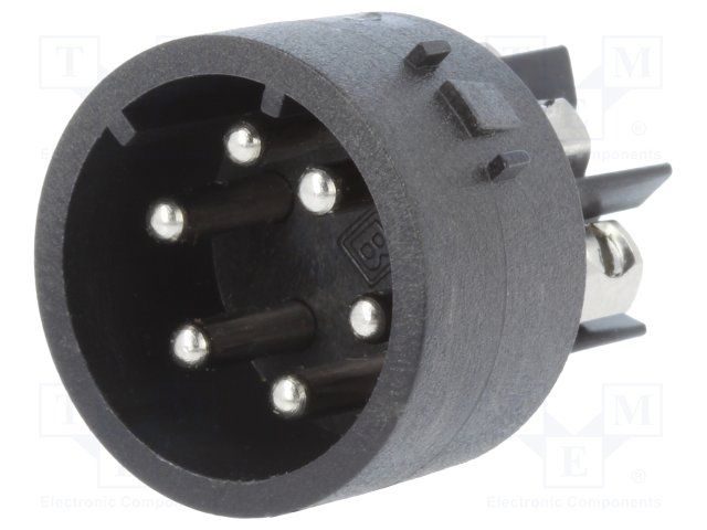Mains Power Connector, 3A 250VAC, Male, 6 Pos, Screw Terminal