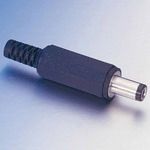 Male DC Power Connector, 12V 500mA, Solder, Straight, Black