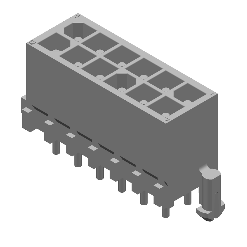 12 Pos 2 Row Wire-to-Board Male Header, 9.5A, 600V, Tin
