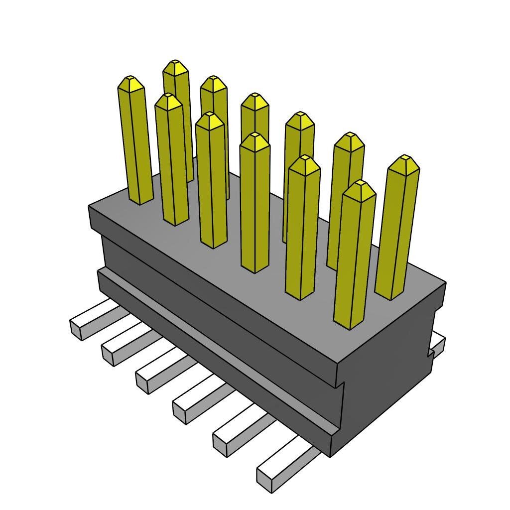 12 Pos 1.27mm Straight Header, Male Pin, Gold Plated
