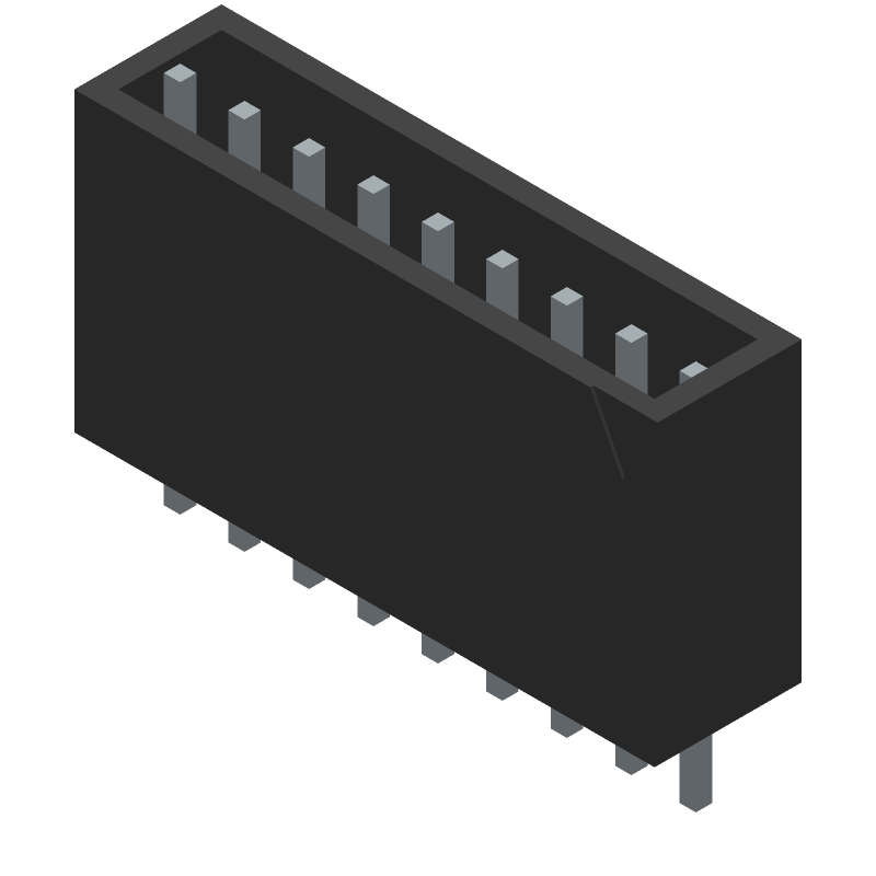 9 Pos 1 Row Male Header, 2.54mm Pitch, 4A, 250V, Solder, Through Hole