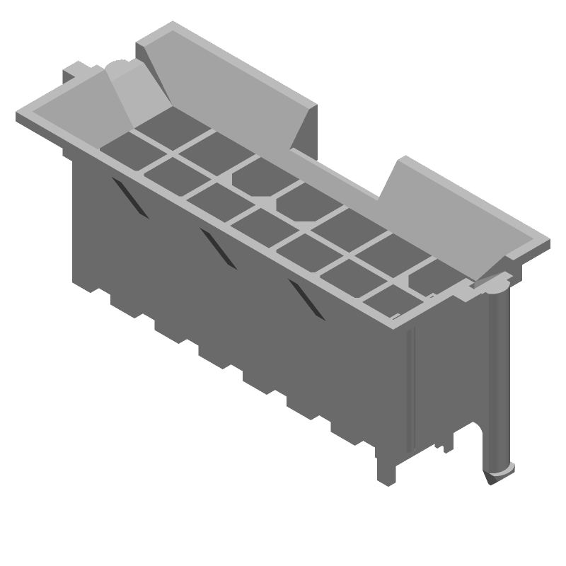 Power Connector, 14 Pos, 4.2mm Pitch, 9A, 600V, ST, Thru-Hole