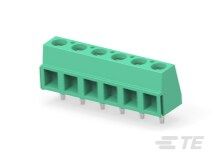 6 Pos Terminal Block, 13.5A, 250V, Brass/Tin, Green, TH