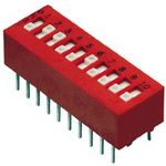 Switch DIP OFF ON SPST 7 Recessed Slide 0.15A 30VDC PC Pins 2000Cycles 2.54mm Thru-Hole Tube