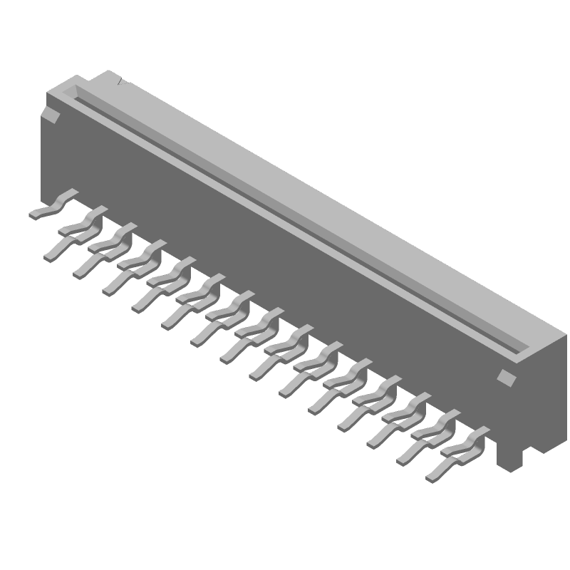 29 Pos FPC Connector, 1.25mm Pitch, RA Thru-Hole, 1A, 50V