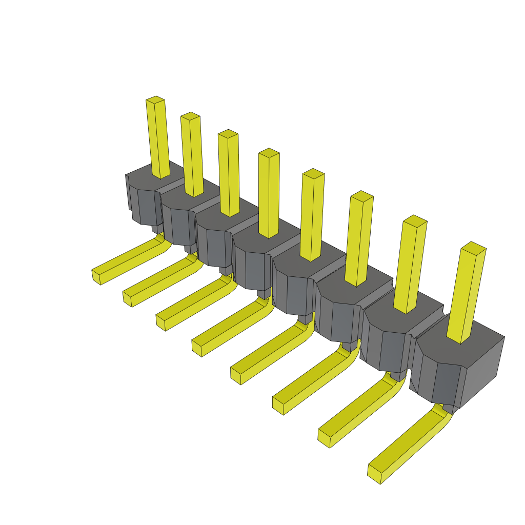 8-Contact Unshrouded Header, HDR, 2.54mm Pitch, Through Hole Mount