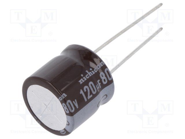 Cap Aluminum Lytic 120uF 80V 20% (16 X 15mm) Radial 7.5mm 444mA 5000h 105°C Bulk