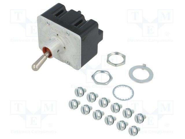 4PDT Toggle Switch ON-ON, 20A 277VAC, Screw Term, Panel Mount