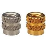 Inserts Round Knurled Plastic 4.77mm-LG 4.77mm-OD M3 X 0.5-THD Brass Plain