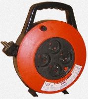 10m Extension Reel Type E - French,4 Socket No,Unwound Current Rating 16A,230 V IP20,Black, Red