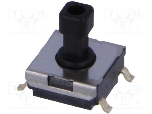 Tactile Switch, SPST, 50mA, 24VDC, SMD, Plunger, Black