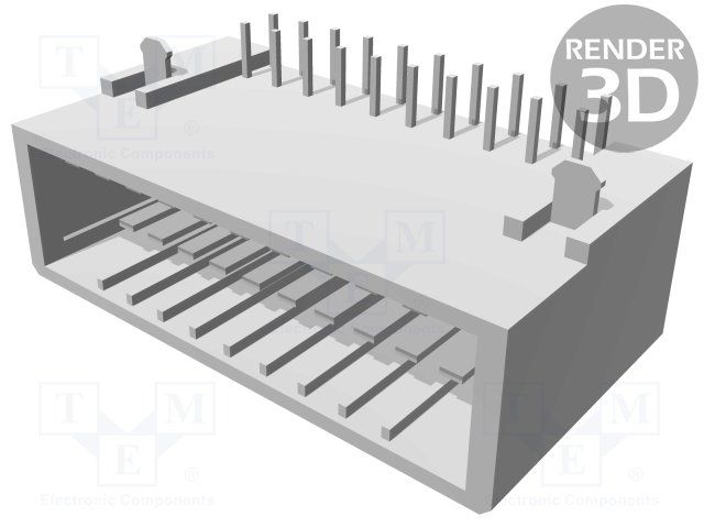 20 Pos, 2 Row, 15A, Gold Plated, Right Angle Header