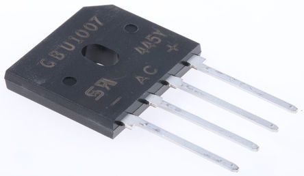 Bridge Rectifier Diode, 1 Phase, 4A, 1000V V(RRM), Silicon, GREEN, PLASTIC, GBU, 4 PIN