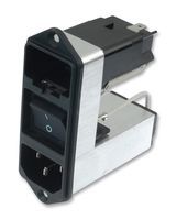 Mains Power Connector, 2A, 250VAC, Male, 3 Pos, Fuse, Panel Mount