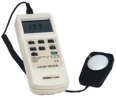 DIGITAL LIGHT METER, 50000LUX; Measurement Max:50000lx; Resolution (lx):100lx; Accuracy %:4%; External Height:185mm; External Width:78mm; External Depth:38mm; Product Range:-; Battery Size Code:9V; No. of Batteries:1 ;RoHS Compliant: NA