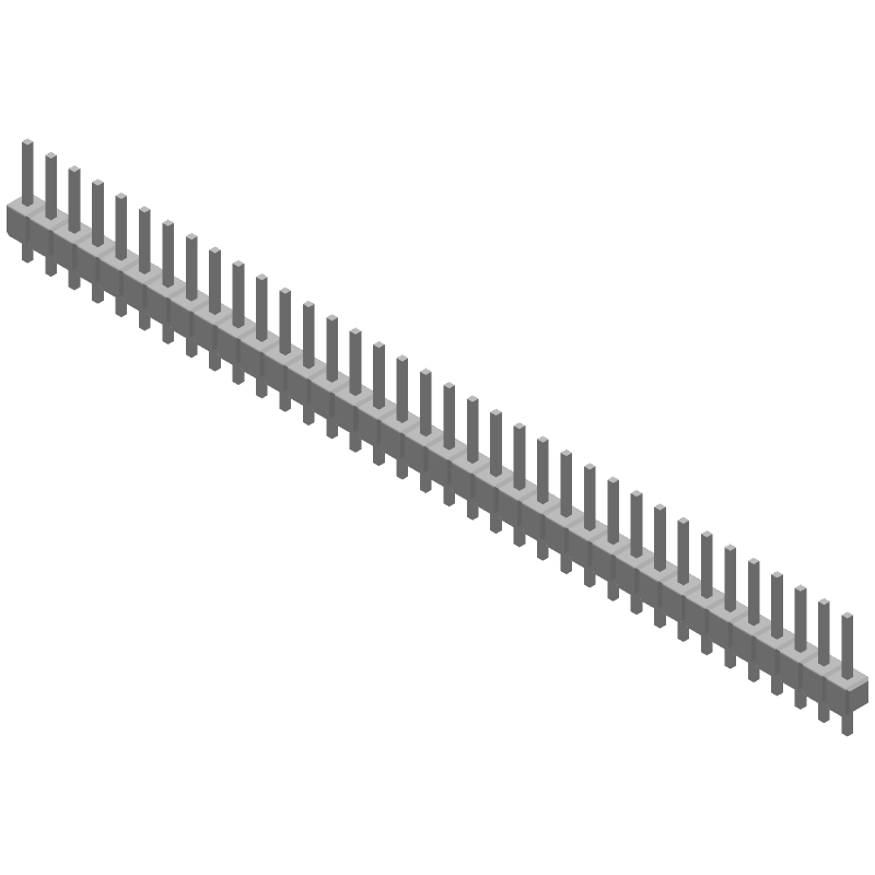 36 Pos 2.54mm Unshrouded Header, Vertical, Gold/Tin Plating