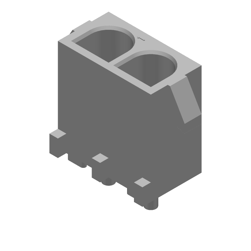 2 Pos Wire-to-Board Power Connector, 12A, 600V, Tin, Through Hole