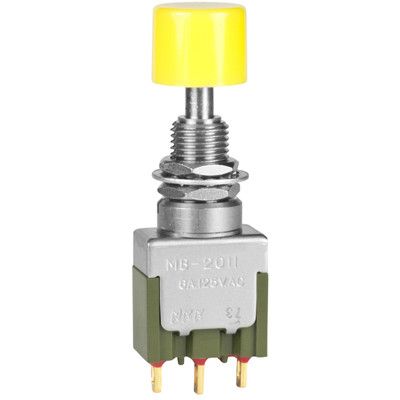 Switch Push Button ON (ON) SPDT Round Plunger 6A 250VAC 30VDC 0.4VA Momentary Contact Panel Mount Solder Lug
