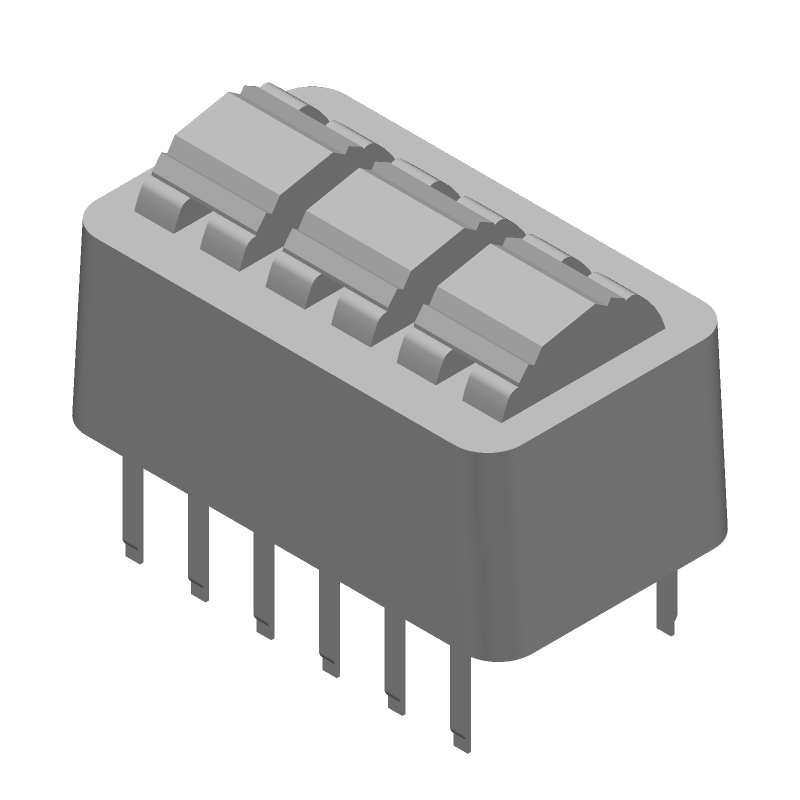 DIP Switch SPDT 6 Pos 100mA 24VDC Rocker Thru-Hole