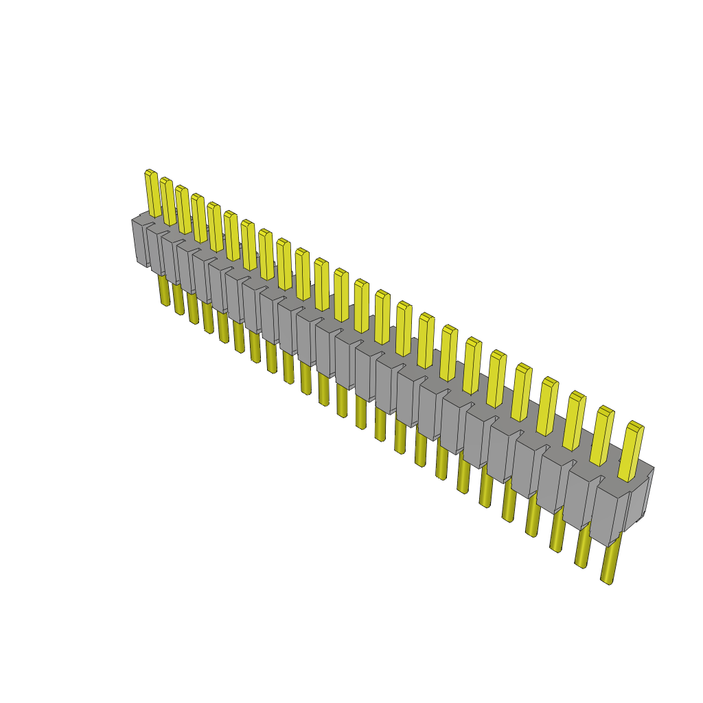 24-Contact Male Through-Hole Header, 1.27mm Pitch, Gold Plating