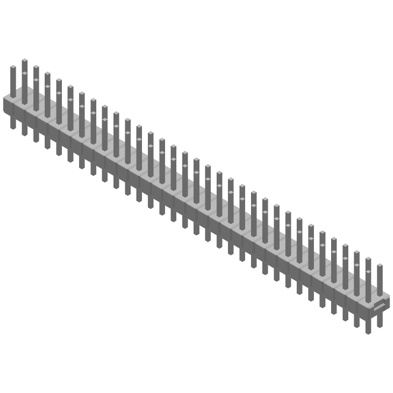 64 Pos 2.54mm Straight Male Header, 5A, Gold/Tin Plated