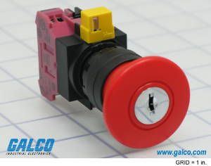 Switch Emergency Stop N.O./N.C. DPST/3PST Mushroom Button/Flat Key