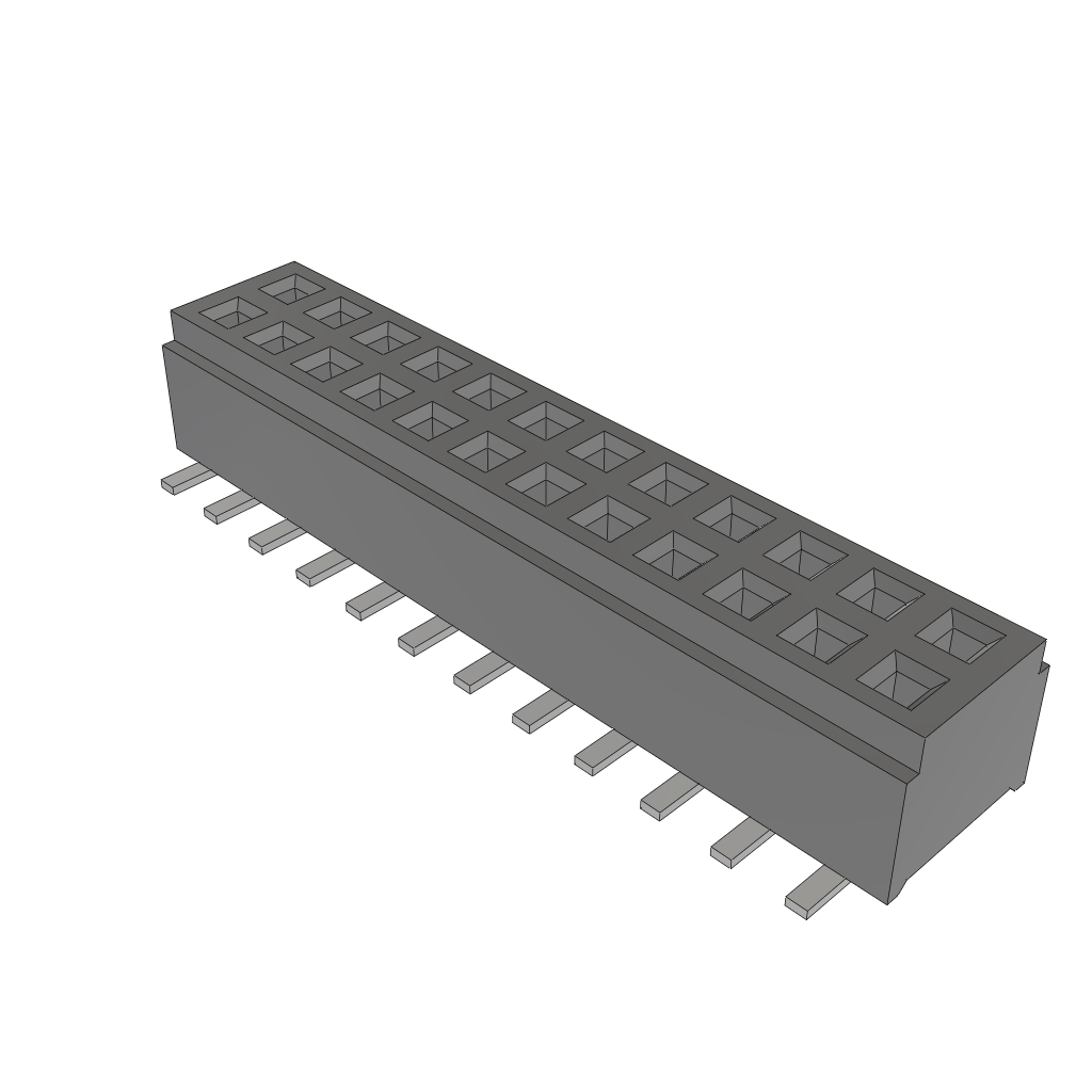 24-Position 2-Row Shrouded Header, 1mm Pitch, 125°C, UL94 V-0