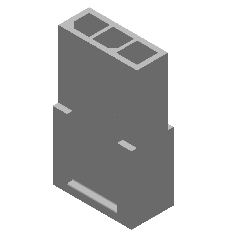 3 Pos Male Pin Rectangular Connector, 5A, 250V, Black, Nylon