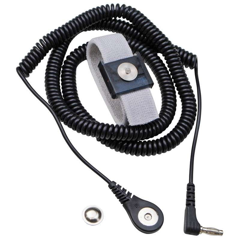 Wrist Strap;  Adj.Elastic;  MegSnap;  knittedband;  12 ft Coil Crd;  Rt.angl;  Banana plg