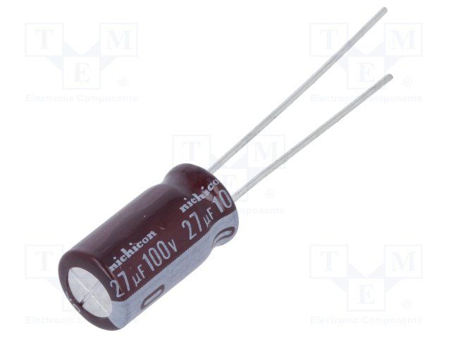 Cap Aluminum Lytic 27uF 100V 20% (8 X 15mm) Radial 3.5mm 146mA 3000h 105°C Bulk