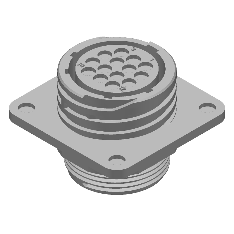 Circular Receptacle, 14 Pos, Crimp, Panel Mount, IP65, UL94 V-0