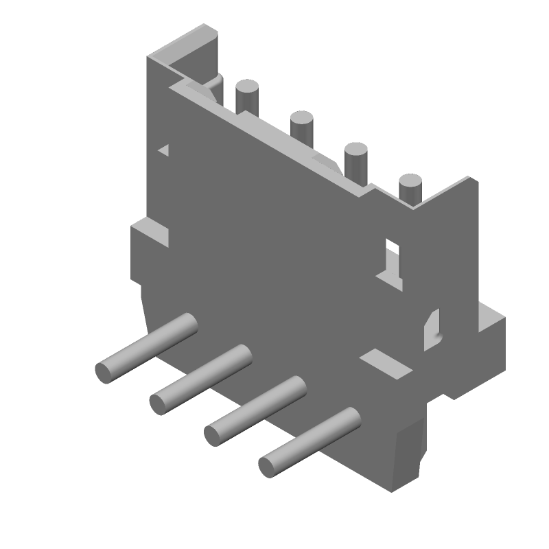 4 Pos 2mm RA Header, Wire-to-Board, 4A, Tin, Nylon, Thru-Hole