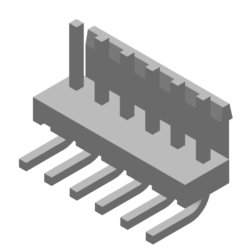 6-Pin Right Angle Power Connector, 7.5A, 1500VAC, Glass Filled Liquid Crystal Polymer