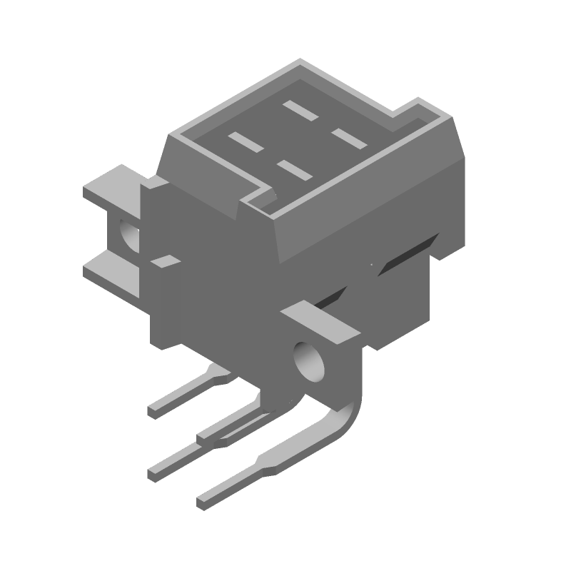 4 Pos RA Solder Header, 0.22" Pitch, Tab, Tin, Black