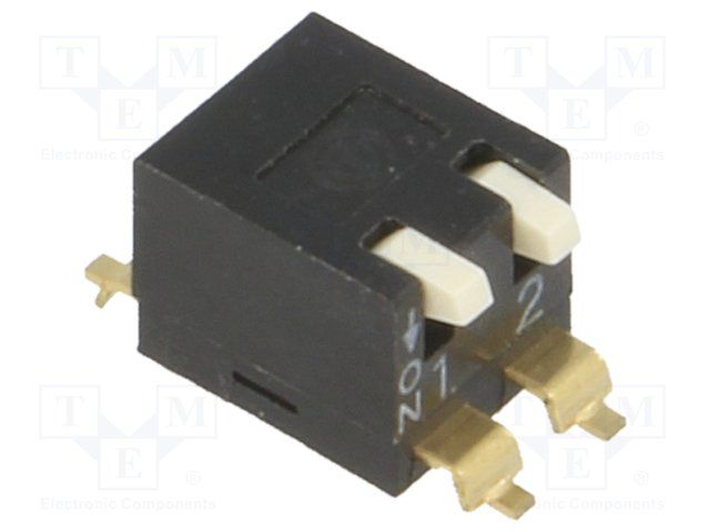 SPST Rotary DIP Switch, SMD, 25mA, 24VDC, 2-Pos