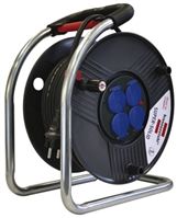 25m Extension Reel Type E - French,3 Socket ,Unwound Current Rating 16A,230 V IP44,Black