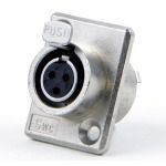 3-Pos Female XLR Connector, Solder, Panel Mount, 5A, 125V