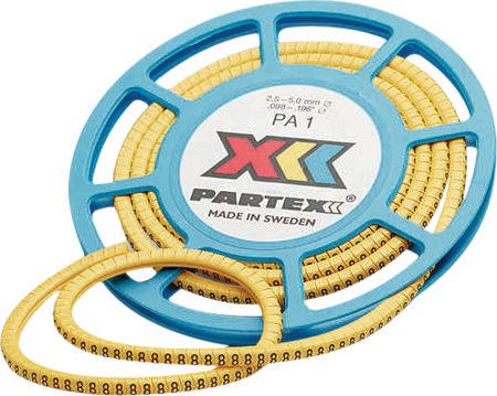 Cable markers, '0' 3 mm yellow, PA-10003SV40.0, Partex