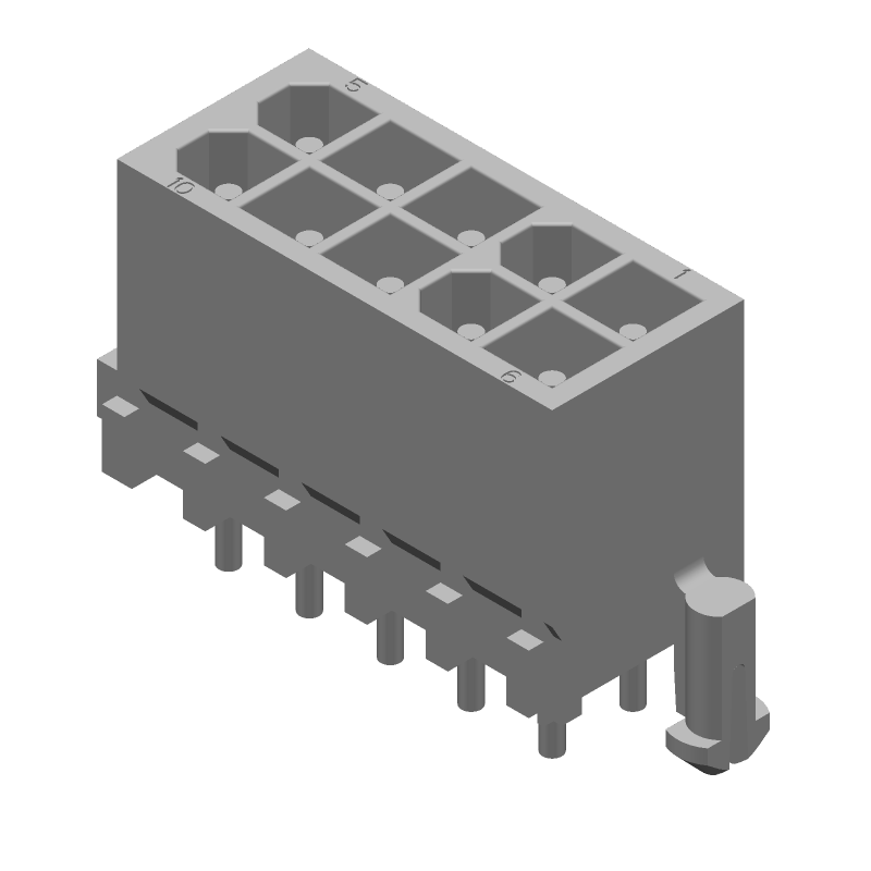 Power Connector 10 Pos 9.5A 600V Male Solder ST Thru-Hole