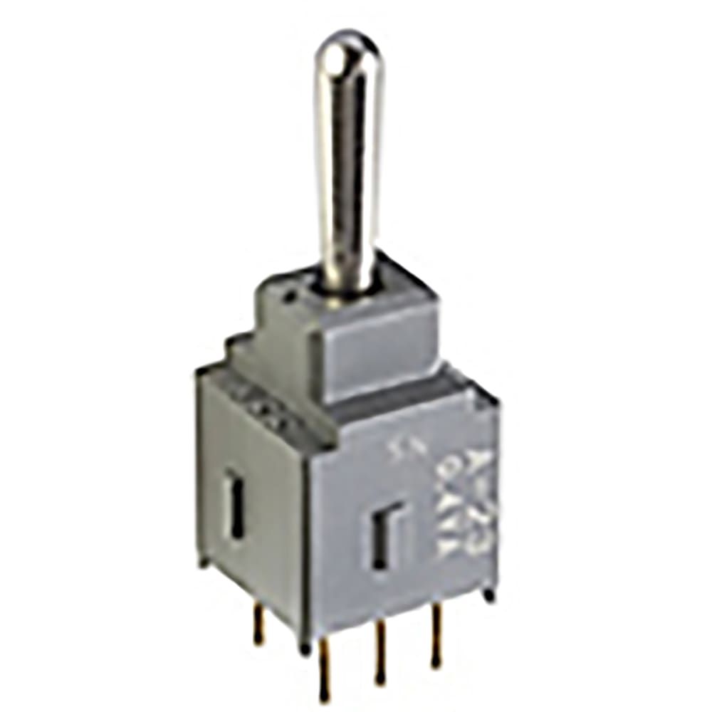 Switch Toggle OFF None ON SPST Bat Lever PC Pins 0.1A 28VAC 28VDC 0.4VA PC Mount