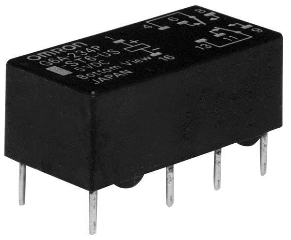 1A DPDT Signal Relay, 12VDC Coil, 250VAC/220VDC, ThruHole, Sealed