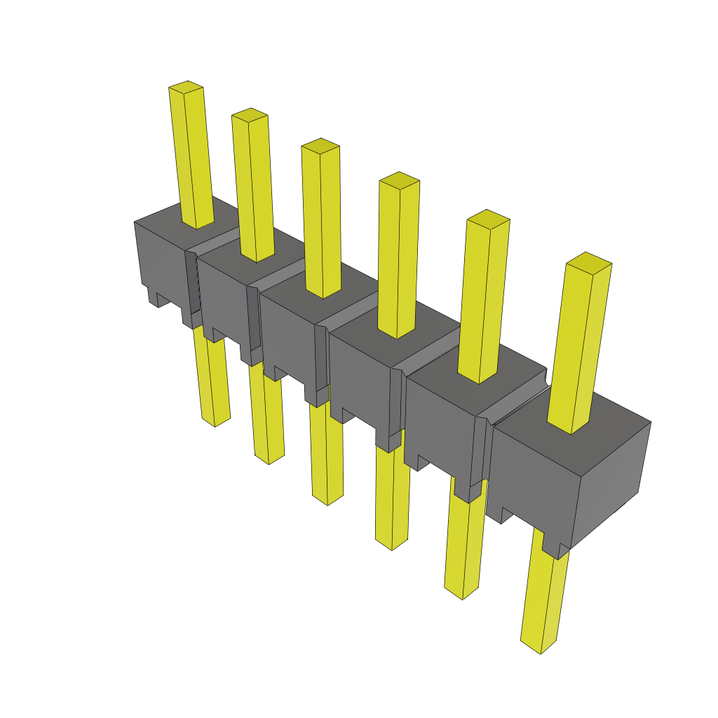 6-Contact Unshrouded Header, HDR, 2.54mm Pitch, Through Hole Mount