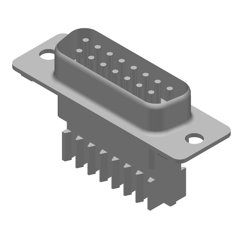 15 Pos HDE D-Sub Plug, Shielded, IDC, 2.4A, 250V