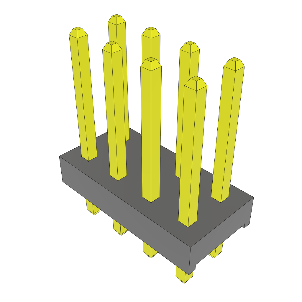8-Contact Unshrouded HDR Header, 2-Row, 2mm Pitch, Through Hole Mount