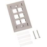L TYPE FLUSH MOUNTED FACEPLATE, SIX PORT GRAY
