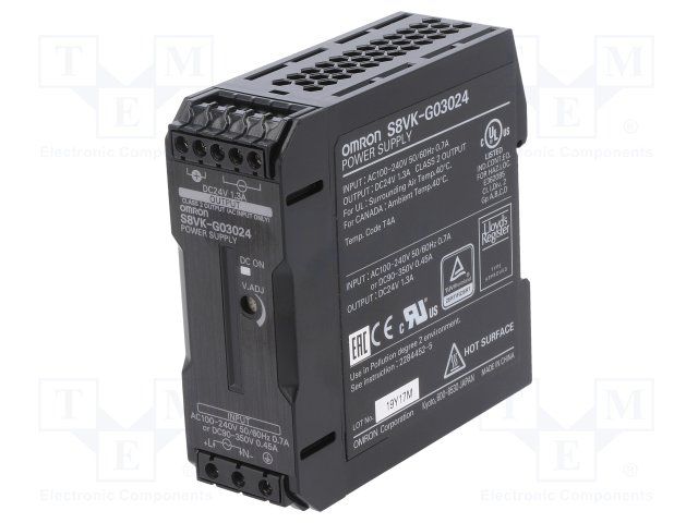24V 30W AC/DC Enclosed Power Supply, 1.3A, 85-264VAC