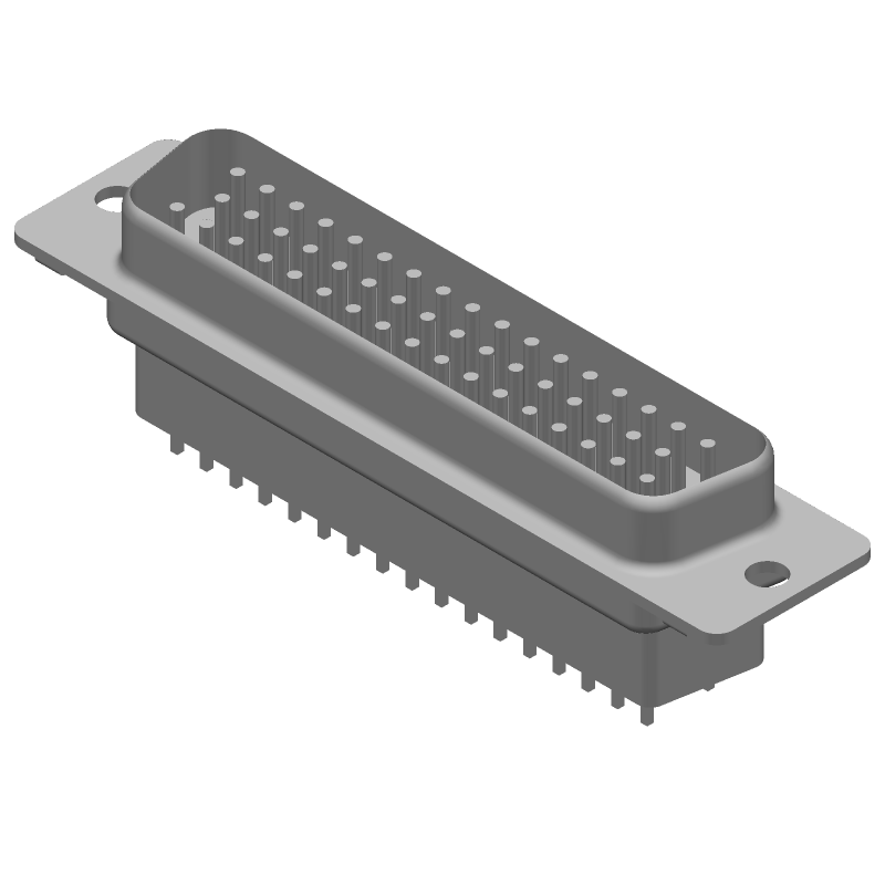 50 Pos D-Sub Signal Connector, Male, Straight, Gold/Tin Plated Brass